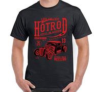 Hot Rod Acciaio in Movimento Uomo Lucky 13A Americana Auto Fan T Shirt Graphic Top Tee Camiseta Short-Sleeve Men T Shirt Size M Black