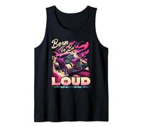Hot Rod, Born to Be Loud, Retro Muscle Car Womens Hot Rod Tank Top