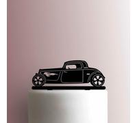 Hot Rod Car with Flames - Acrylic Cake Topper 6 Inch Width/Red