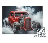 Hot Rod Muscle Car 1000 Pieces Puzzles Beautiful View Red Hot Rod Car Home Decoration Decompression Jigsaw for Men And Women Challenging Puzzles Jigsaw Puzzles for Adults 52x38cm/1000pcs