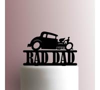 Hot Rod Rad Dad - Acrylic Cake Topper 6 Inch Width/Red