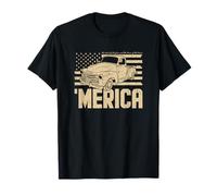 Hot Rod Vintage Classic Muscle Car American Flag Merica T-Shirt