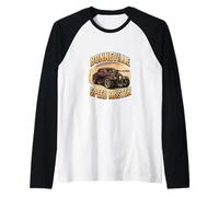 Hot Rod with Chrome Rims & Skull Grille Raglan Baseball Tee