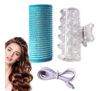 Hot Rollers Hair Curlers - Electric Rollers Set, Self Adhesive Curlers, Portable Styling Tools | Easy Curling Solution for Medium Long Hair Volume Waves Bangs Salon Home Travel Use Kit