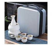 Hot Saki Ceramic Porcelain Traditional Drinks Set of 7, Japanese Traditional Sake Set and Mugs with Warmer, Includes 1 Stove, 1 Bowl, 1 Sake-warming Bottle, 4