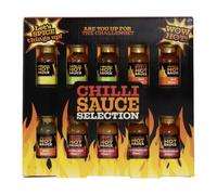 Hot Sauce Gift Set, Chilli Selection, 10 x 20 ml | Spicy Challenge, Tabasco, Food Gifts for Men, Foodie Gifts, Boyfriend, Dad, Birthday, Christmas