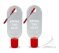 Hot Sauce Keychain Two Pack - 1 Oz Empty Mini Hotsauce Bottle - Refillable Travel Hot Sauce Mini Bottle - Food Grade/BPA-Free - Bring the heat anywhere on your keychain - Ships Empty with Funnel