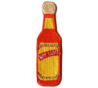 Hot Sauce Orange Bottle with Wooden Cap Iron On Embroidered Patch