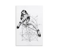 Hot Sexy Girl Black And White Line Drawing - Geometric Mathematical Formula Beauty Hands And Feet Tied Abstract Line Art Poster Poster Vintage Art, Wall Canvas, Decoration Aesthetic, Living Room, Kids