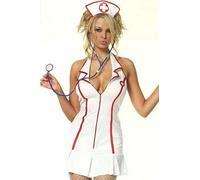 Hot Short Nurse Costume Set White-Red