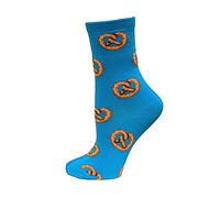 Hot Sox Kids' Fun Food & Drink Crew Socks-1 Pair Pack-Cool & Cute Casual Novelty Gifts for Boys and Girls, Pretzels (Turquoise), X-Large