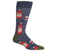 Hot Sox Men's Food and Booze Novelty Casual Crew Socks, Bourbon (Denim Heather), Medium