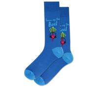 Hot Sox Men's Fun Conversation Starter Crew Socks-1 Pair Pack-Cool Funny Pop Culture Gifts, Turn Up the Beet (Teal), 4.5-12 UK