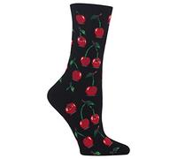 Hot Sox Womens Cherries Crew Socks, Womens Shoe Size 4-10.5, Black