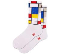 Hot Sox Women's Crew, Mondrian Active (White), 3.5-9 UK