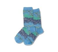 Hot Sox Women's Fun Famous Paintings Crew Socks-1 Pair Pack-Cool & Artistic Gifts, Monet Waterlillies (Blue Shell), 3.5-9 UK