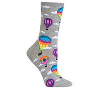 Hot Sox Women's Fun Pop Culture & Celebration Crew Socks-1 Pair Pack-Cool & Funny Novelty Gifts Casual, Hot Air Balloons (Sweatshirt Grey Heather), Shoe Size: 2-8 UK