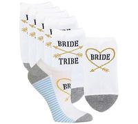 Hot Sox Women's Fun Wedding Bliss Crew Socks-1 Pair Pack-Cool & Cute Wordplay Novelty Fashion Gifts Casual, Bride Tribe (White), Shoe Size: 2-8 UK (Pack of 6)