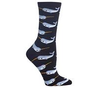 Hot Sox Womens Narwhal Crew Socks - Black - Medium