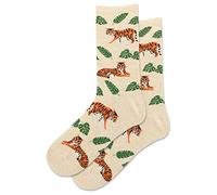 Hot Sox Womens Tigers Crew Sock, White, 8 UK