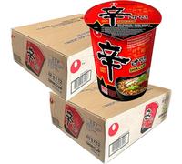 Hot & Spicy Korean Style Instant Noodle Cup - Quick & Easy Ramen Meal, Rich Spicy Broth (68g, Pack of 24)