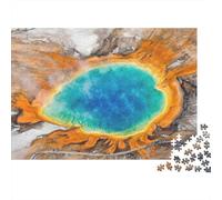 Hot Spring Aerial View 1000 Pc Premium Cardstock Jigsaw Puzzle for Couple Partners, Concentration Puzzle, Indoor Leisure Time, Perfect Housewarming Gift 38x26cm/1000pcs