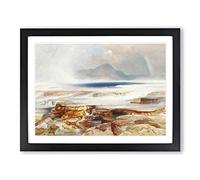 Hot Springs Of The Yellowstone By Thomas Moran Classic Painting Framed Wall Art Print, Ready to Hang Picture for Living Room Bedroom Home Office Décor, Black A4 (34 x 25 cm)