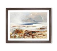 Hot Springs Of The Yellowstone By Thomas Moran Classic Painting Framed Wall Art Print, Ready to Hang Picture for Living Room Bedroom Home Office Décor, Walnut A2 (64 x 46 cm)