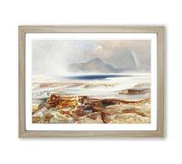 Hot Springs Of The Yellowstone By Thomas Moran Classic Painting Framed Wall Art Print, Ready to Hang Picture for Living Room Bedroom Home Office Décor, Oak A4 (34 x 25 cm)