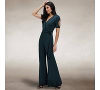Hot Squash Contrast Piping Detail Jumpsuit In Teal Teal 18