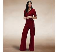 Hot Squash Contrast Piping Detail Jumpsuit In Wine Wine 14