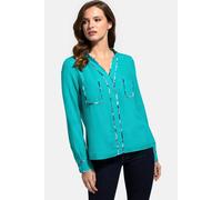 Hot Squash Crepe Blouse With Pockets In Turquoise Turquoise S