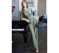 Hot Squash Gold Stripe Wide Leg Jumpsuit In Khaki Khaki 8