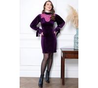 Hot Squash Tie Sleeve Velvet Mini Dress In Plum Plum 12