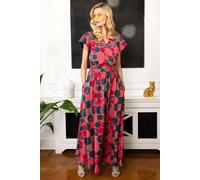 Hot Squash Women's Chiffon Wrap Top Maxi Dress in Coral | Size: 14