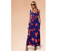 Hot Squash Women's Empire Waist Maxi Dress in Dark Blue | Size: 16