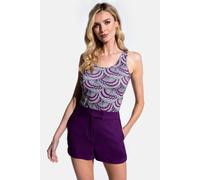 Hot Squash Women's Linen Tailored Shorts with Pocket in Purple | Size: 8