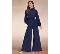 Hot Squash Women's Wideleg Jumpsuit with Blouson Sleeve in Navy | Size: 14
