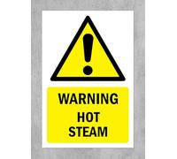 Hot steam, warning sign - 1mm flexible Plastic sign (300mm x 200mm)