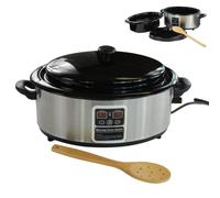Hot Stone Heater: Digital 6 Quart (5.7 litres) Stone Warmer for Massage Treatments + Basalt Rock Therapy - Temperature Control + Compact + Portable + 64 Stone Capacity + Wooden Ladle Spoon Included