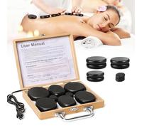 Hot Stone Massage Kit with Heater, 10PCS Electric Hot Rocks Basalt Warm Stones with Portable Bamboo Warmer for Home Spa, Relaxing Warming Therapy