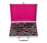 Hot Stone Massage Set 18pc Volcanic Basalt Stones Kit with 70℃ Heating Box UK Plug for Therapist Spa Therapy Hot Cold Muscle Pain Relief Home Body Detox