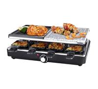 Hot Stone Raclette Electric Grill 3 In 1 Indoor Kitchen BBQ Grill 1400W Stone and Non Stick Steel with 8 Cheese Dishes Adjustable Temperature