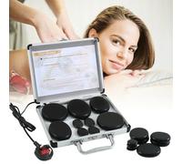 Hot Stones Massage Kit with Heater, 9 Pcs Portable Electric Hot Stones Massage Set, Hot Rocks Basalt Massage Stones for Home Spa Warming Relaxing