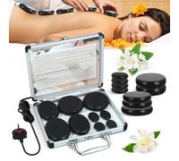 Hot Stones Massage Kit with Heater, Professional Electric Hot Stone Massage Warmer Kit, 9PCS Hot Rocks Natural Basalt Stone with Portable Heating Box,for Home Spa Therapy Relaxing,Healing,Pain Relief