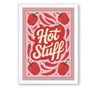 Hot Stuff Retro Framed Wall Art Print A1 (84.1×59.4cm) White, Wall Decor for Living Room, Bedroom, Office & Home, Ready to Hang, Art Gift