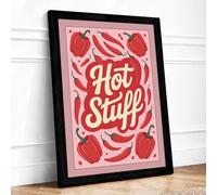 Hot Stuff Retro Framed Wall Art Print A4 (29.7×21cm) Black, Wall Decor for Living Room, Bedroom, Office & Home, Ready to Hang, Art Gift