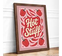 Hot Stuff Retro Framed Wall Art Print A4 (29.7×21cm) Walnut, Wall Decor for Living Room, Bedroom, Office & Home, Ready to Hang, Art Gift