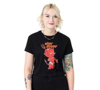 Hot Stuff Womens Black Hot Stuff Crop Cropped Short Sleeved T-Shirt - XX-Large