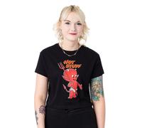 Cropped Short Sleeved T-Shirt HOT STUFF Black S